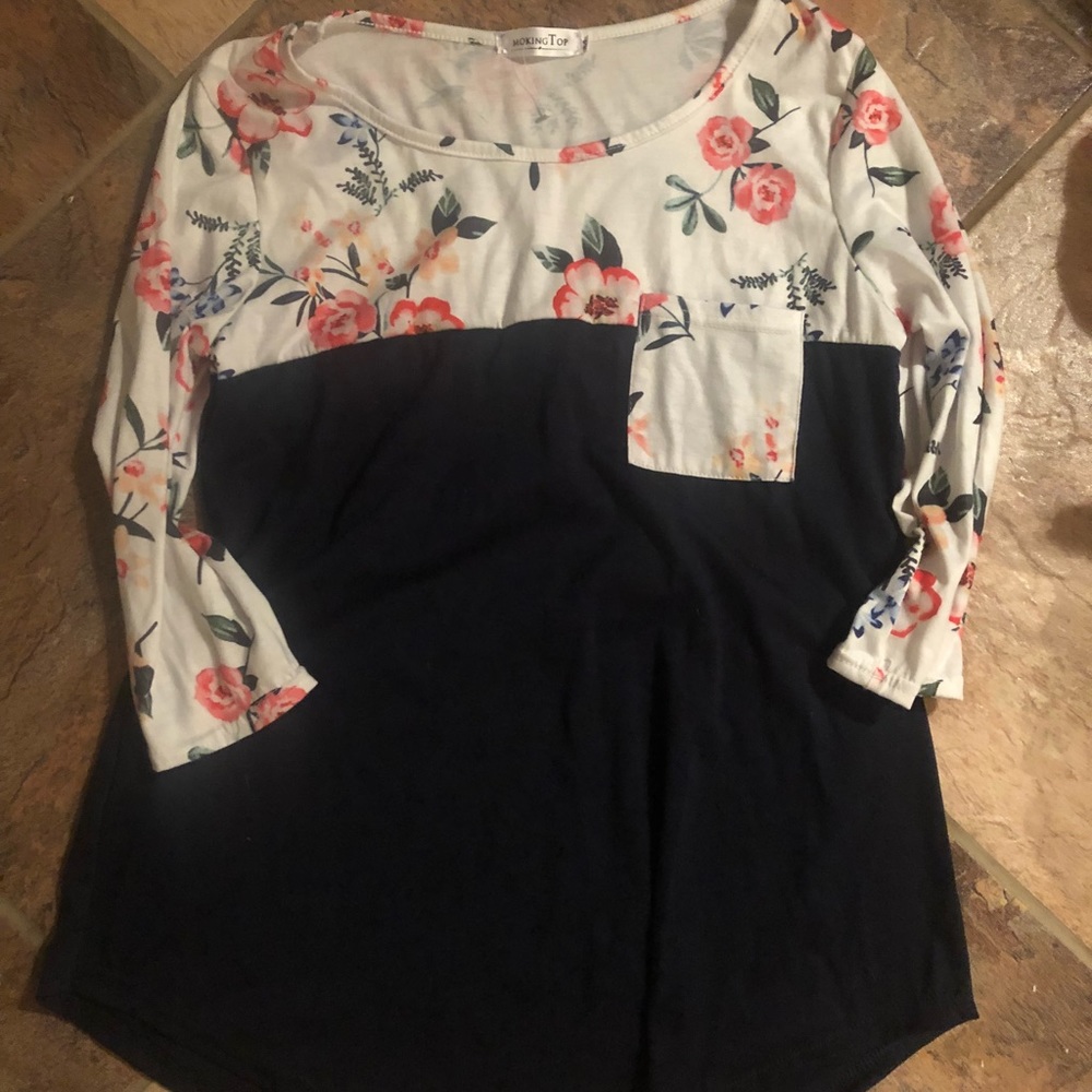 Floral two-toned top